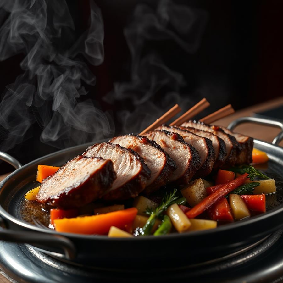 Kaczka (na gorącym półmisku) — Bambu Orient Bar Orientalny