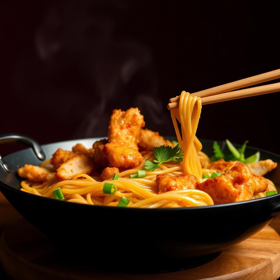Makaron smażony z kurczakiem — Bambu Orient Bar Orientalny